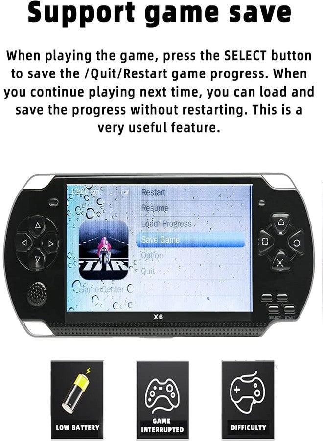 Drumstone X6 Handheld 4.3-Inch Handheld Console Game, Built-In More Than 10,000 Free Games, Support Photos Can Play MP3 MP4 E-Books, Support TV Connection (Multicolor) - Image 3